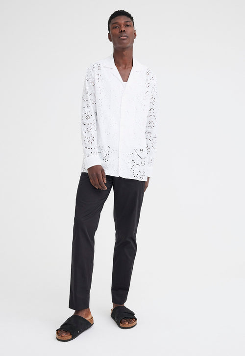 Jac+Jack Baro Cotton Embroidered Shirt - White